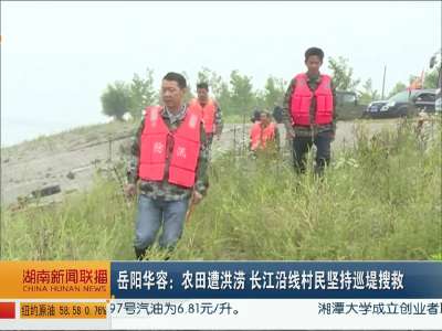 岳阳华容：农田遭洪涝 长江沿线村民坚持巡堤搜救