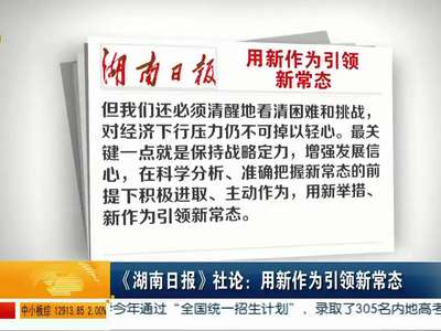《湖南日报》社论：用新作为引领新常态