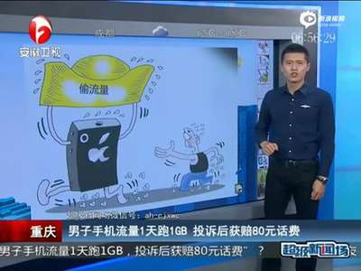 [视频]男子手机流量1天跑1GB 投诉后获赔80元话费