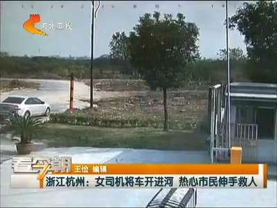 [视频]浙江杭州：女司机将车开进河 热心市民伸手救人
