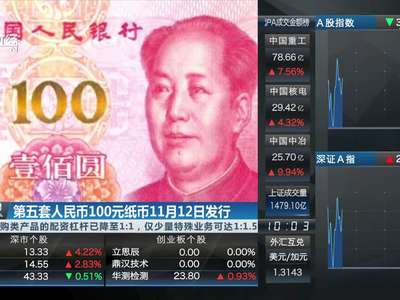 [视频]央行11月将发行2015年版第五套人民币100元纸币