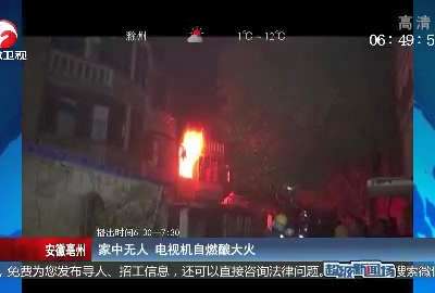 [视频]安徽亳州：家中无人 电视机自燃酿大火