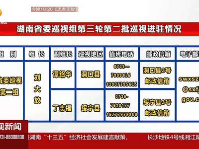 湖南：省委今年第三轮巡视第二批已进驻20个县市区