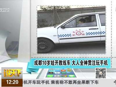 [视频]10岁娃开教练车 大人全神贯注玩手机