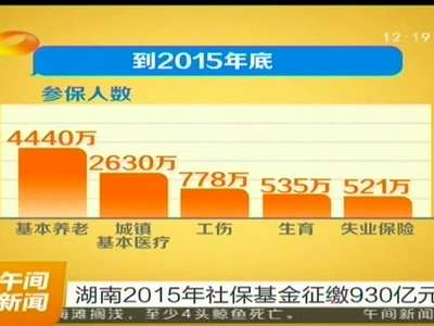 湖南2015年社保基金征缴930亿元