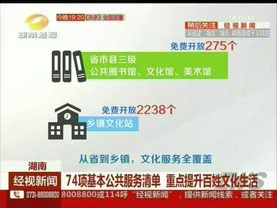 74项基本公共服务清单 重点提升百姓文化生活