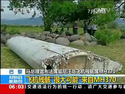 [视频]马总理宣布法属留尼汪岛飞机残骸属MH370