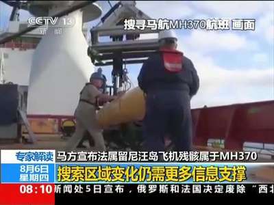 [视频]专家解读 马方宣布法属留尼汪岛飞机残骸属于MH370：搜索区域变化仍需更多信息支撑