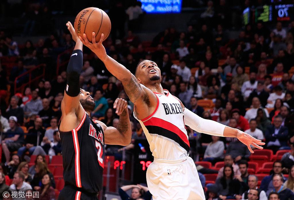 17/18nba常规赛:波特兰开拓者102-95迈阿密热火