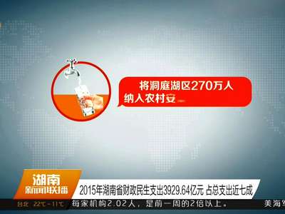 2015年湖南省财政民生支出3929.64亿元 占总支出近七成