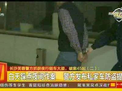 长沙芙蓉警方抓获夜行砸车大盗 破案45起