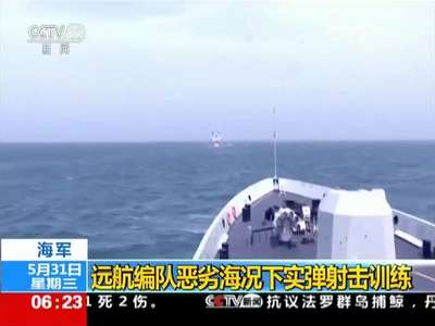 [视频]海军：远航编队恶劣海况下实弹射击训练