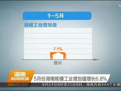 5月份湖南规模工业增加值增长6.8%