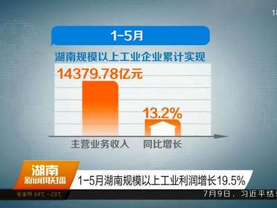 1-5月湖南规模以上工业利润增长19.5%