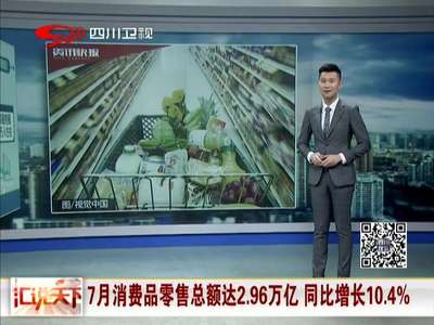 [视频]7月消费品零售总额达2.96万亿 同比增长10.4%