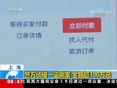 [视频]上海警方侦破一盗刷案 金额超300万元