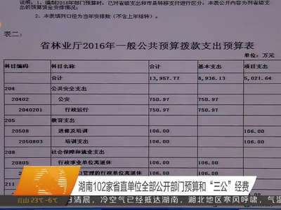 湖南102家省直单位全部公开部门预算和“三公”经费