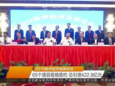 2016衡州经济发展论坛 65个项目现场签约 总引资422.9亿元