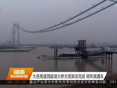 大岳高速洞庭湖大桥主缆架设完成 明年底通车