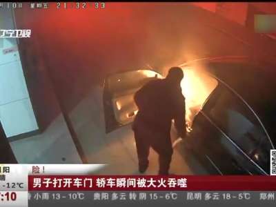 [视频]险！男子打开车门 轿车瞬间被大火吞噬
