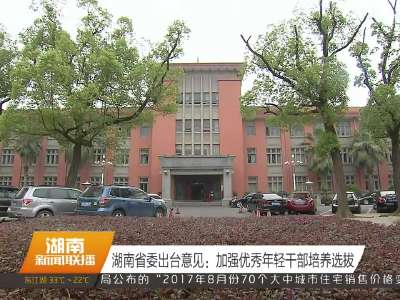 湖南省委出台意见：加强优秀年轻干部培养选拔