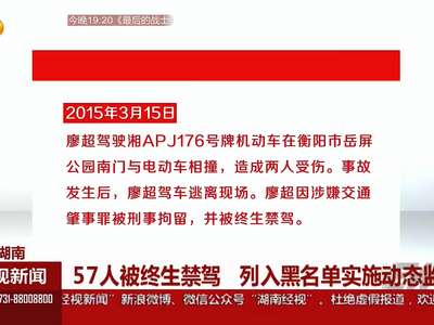 57人被终生禁驾 列入黑名单实施动态监管