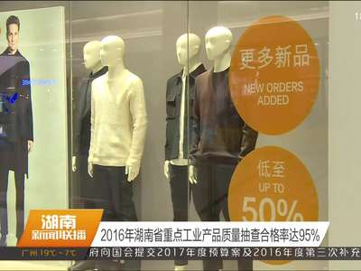 2016年湖南省重点工业产品质量抽查合格率达95%