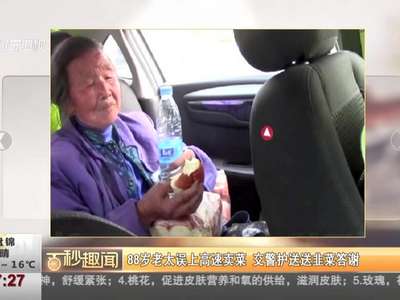 [视频]88岁老太误上高速卖菜 交警护送送韭菜答谢