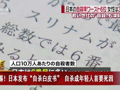 [视频]警惕！日本发布“自杀白皮书” 自杀成年轻人首要死因