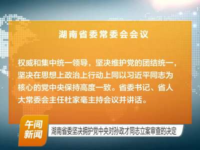 湖南省委坚决拥护党中央对孙政才同志立案审查的决定