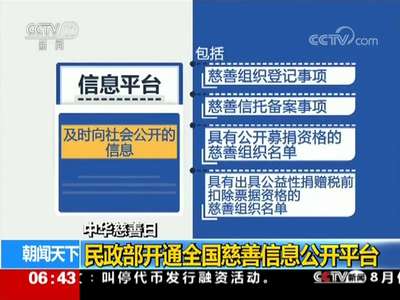 [视频]中华慈善日：民政部开通全国慈善信息公开平台