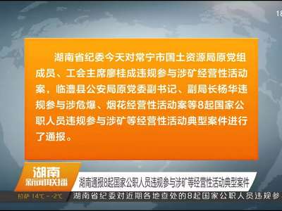 湖南通报8起国家公职人员违规参与涉矿等经营性活动典型案例