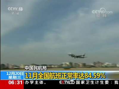 [视频]中国民航局 11月全国航班正常率达84.59%