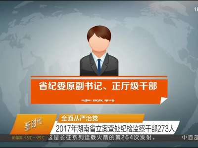 全面从严治党 2017年湖南省立案查处纪检监察干部273人
