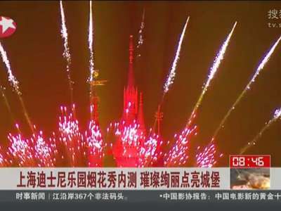 [视频]上海迪士尼乐园烟花秀内测 璀璨绚丽点亮城堡