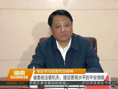 传达学习省党代会精神 省委政法委机关：建设更高水平的平安湖南