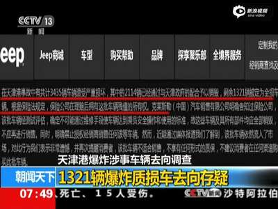 [视频]天津爆炸涉事车辆去向调查：1321辆车去向存疑