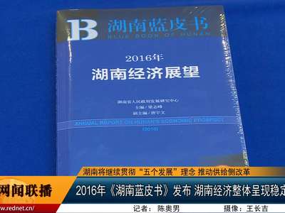 2016年《湖南蓝皮书》发布 湖南经济整体呈现稳定向好态势