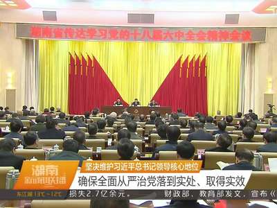 湖南省委召开会议传达学习党的十八届六中全会精神 杜家毫讲话 许达哲 李微微出席
