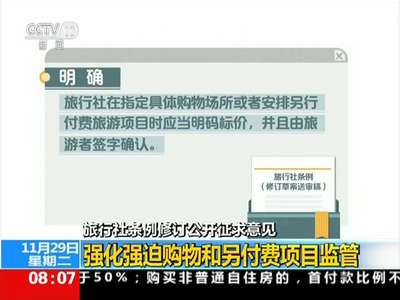 [视频]旅行社条例修订公开征求意见：强化强迫购物和另付费项目监管