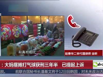 [视频]天津：大妈摆摊打气球获刑三年半 已提起上诉