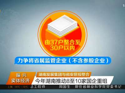 湖南发展集团与省安居投整合 今年湖南推动8至10家国企重组