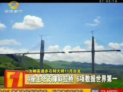 汝郴高速赤石特大桥11月合龙：4座主塔支撑斜拉桥 6项数据世界第一