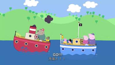小猪佩奇英文版 狗爷爷的船坏了 猪爷爷和他是好朋友帮了他一把